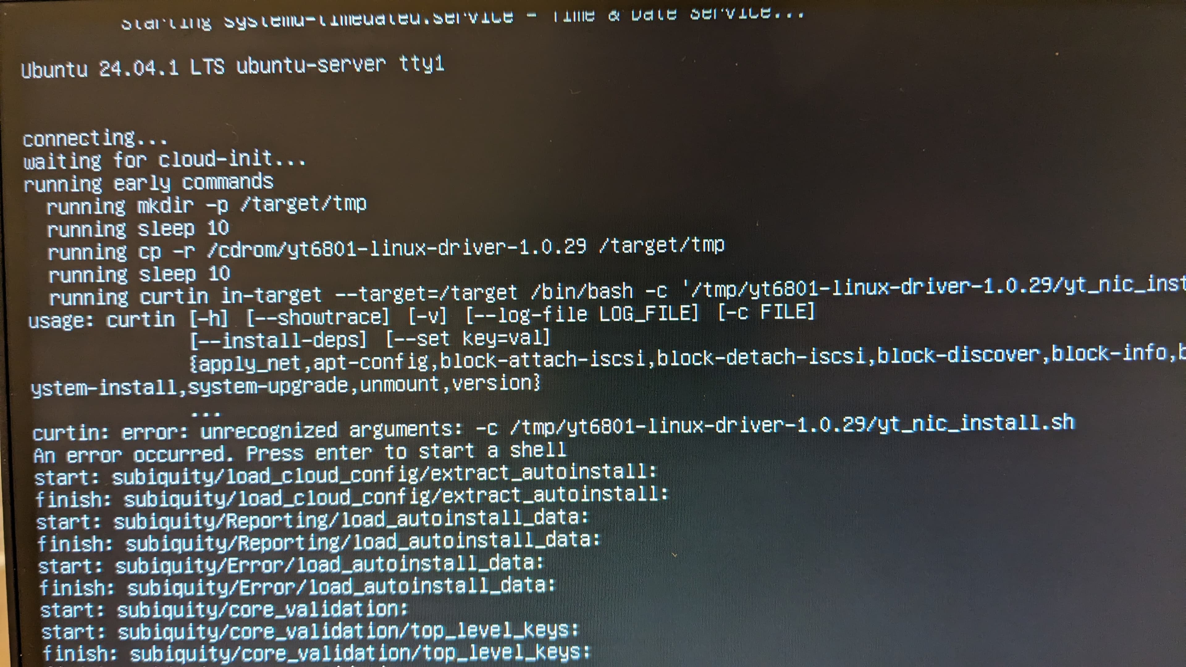 Curtin rejecting my driver installation command