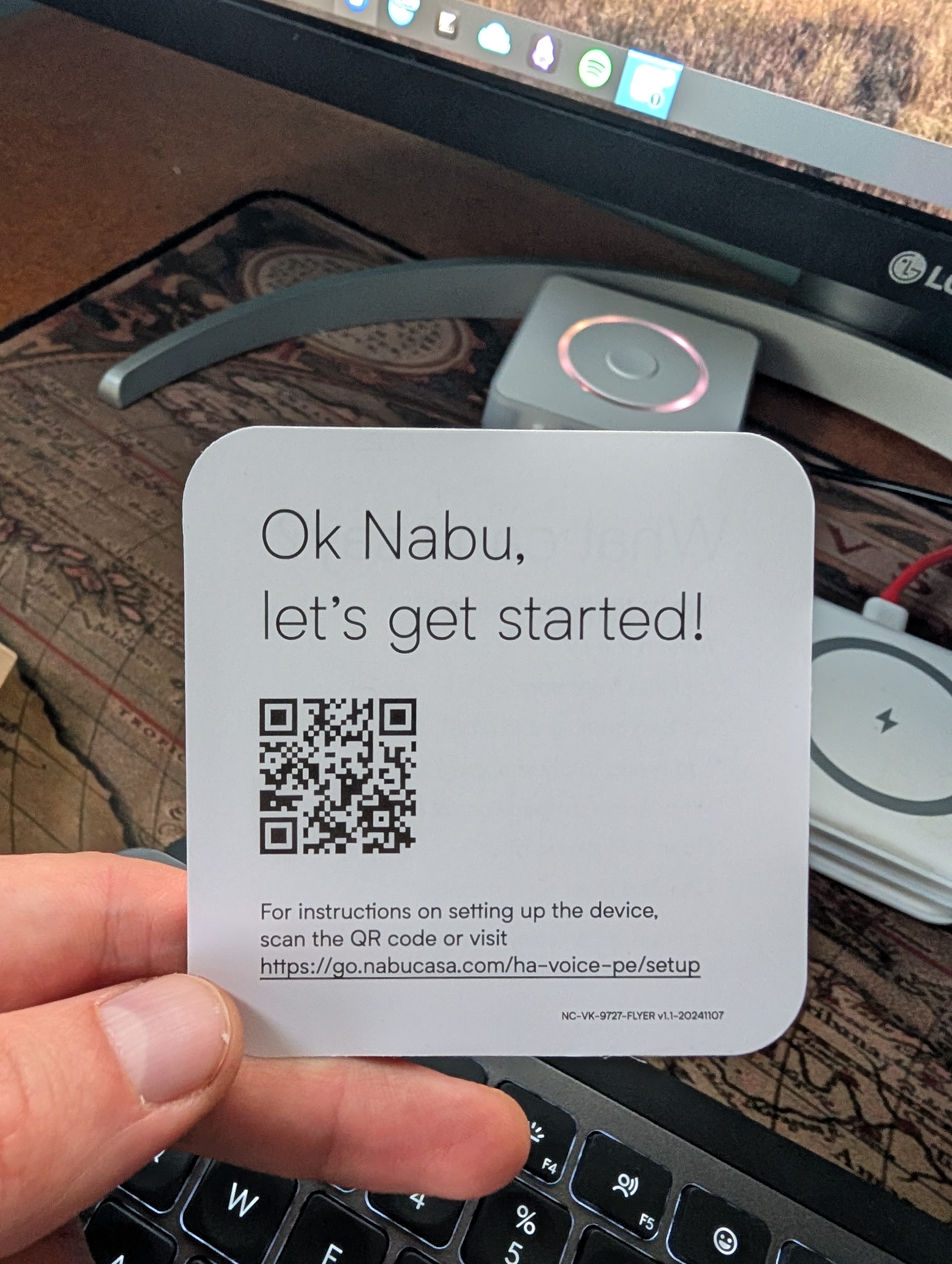 Home Assistant Voice Preview Edition setup card with its QR code